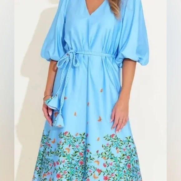 Alden Aldair Lizzie Sky Blue Maxi Dress Size Small NWT - Picture 14 of 14